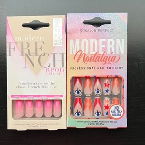 NWT salon perfect modern French, neon nails, set modern nostalgia press on nails